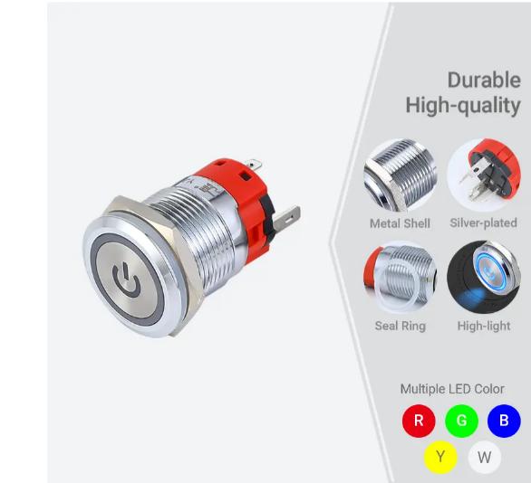 19mm 3a Basmalı Düğme Anahtarı